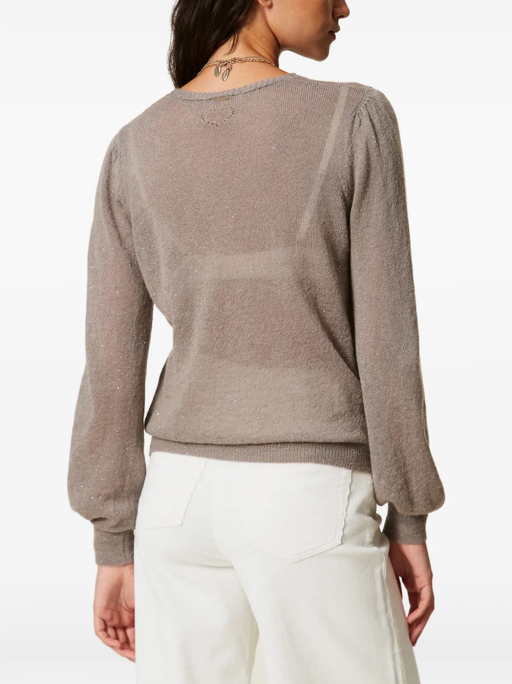 TWINSET long-sleeved jumper with sequins Beige