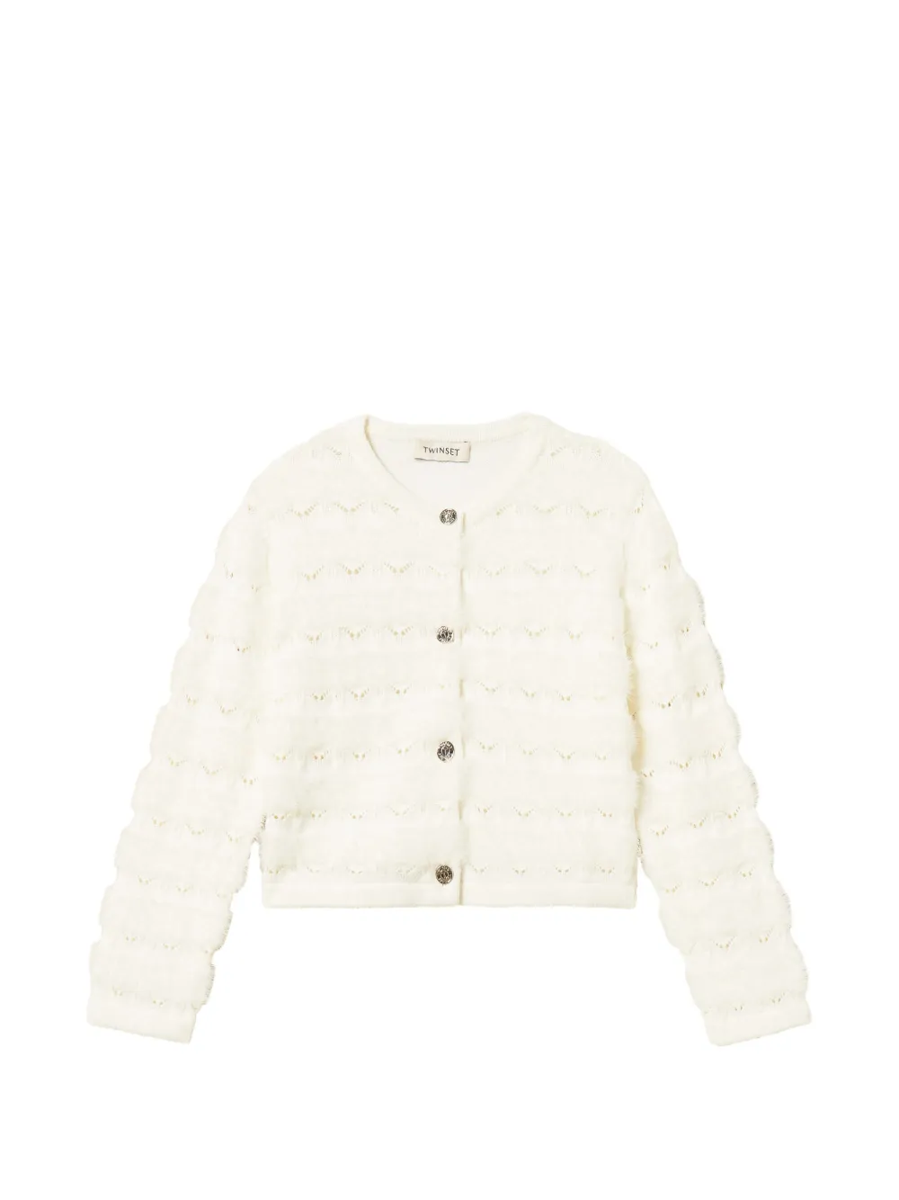 TWINSET Kids Pointelle gebreid vest van imitatiebont Beige