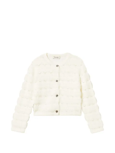 TWINSET Kids pointelle-knit faux-fur cardigan