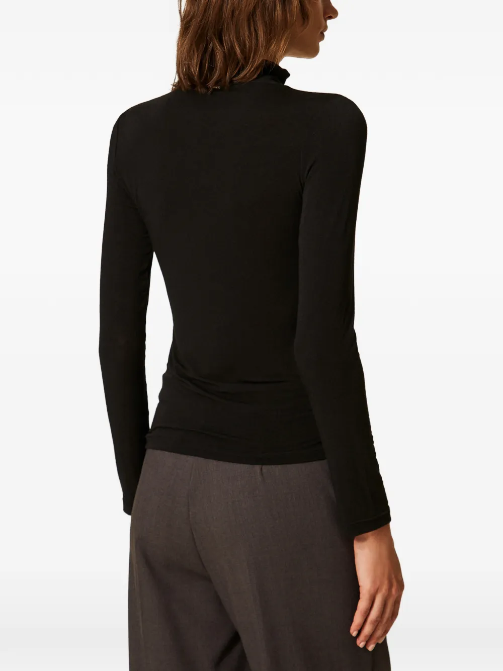 TWINSET Top met col en gedrapeerd detail Zwart