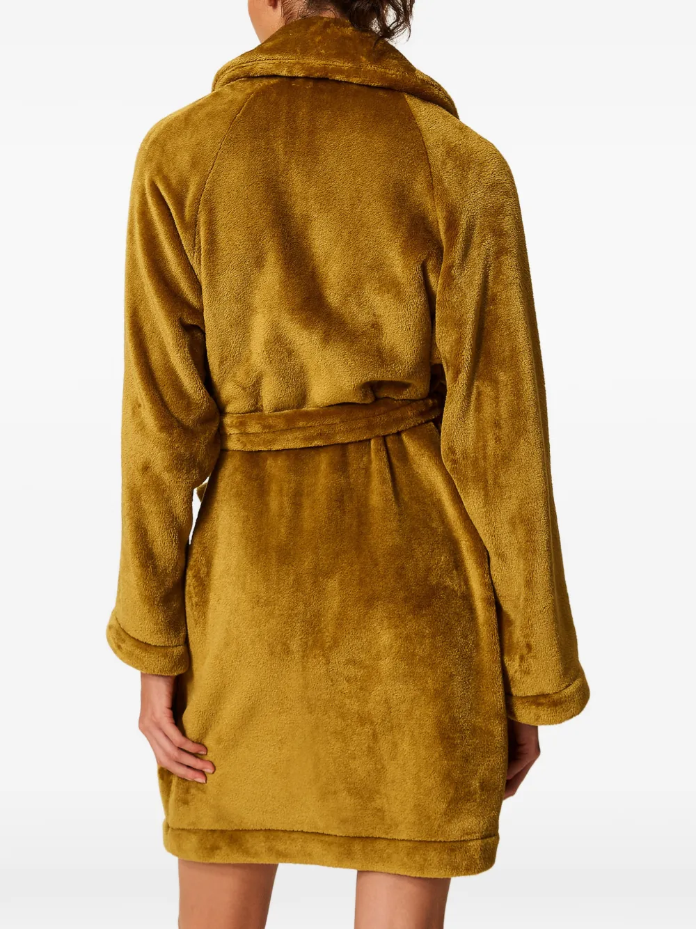 TWINSET Badjas met imitatiebont met ceintuur Geel
