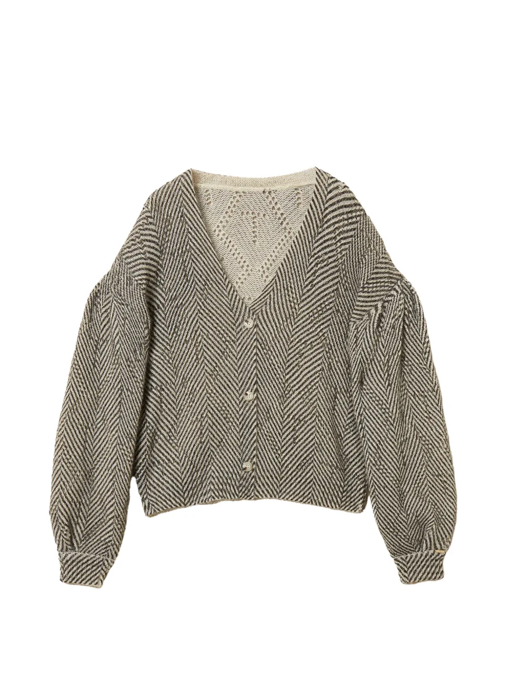 TWINSET Cardigan in maglia con motivo chevron - Grigio