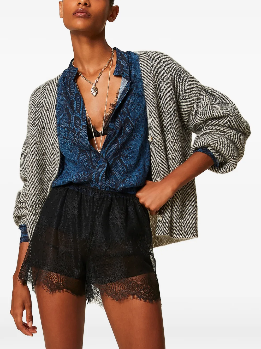 TWINSET Vest met chevron-streep Grijs