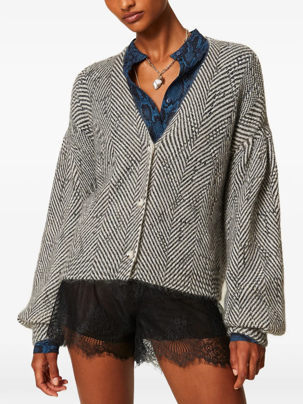 TWINSET Vest met chevron-streep Grijs