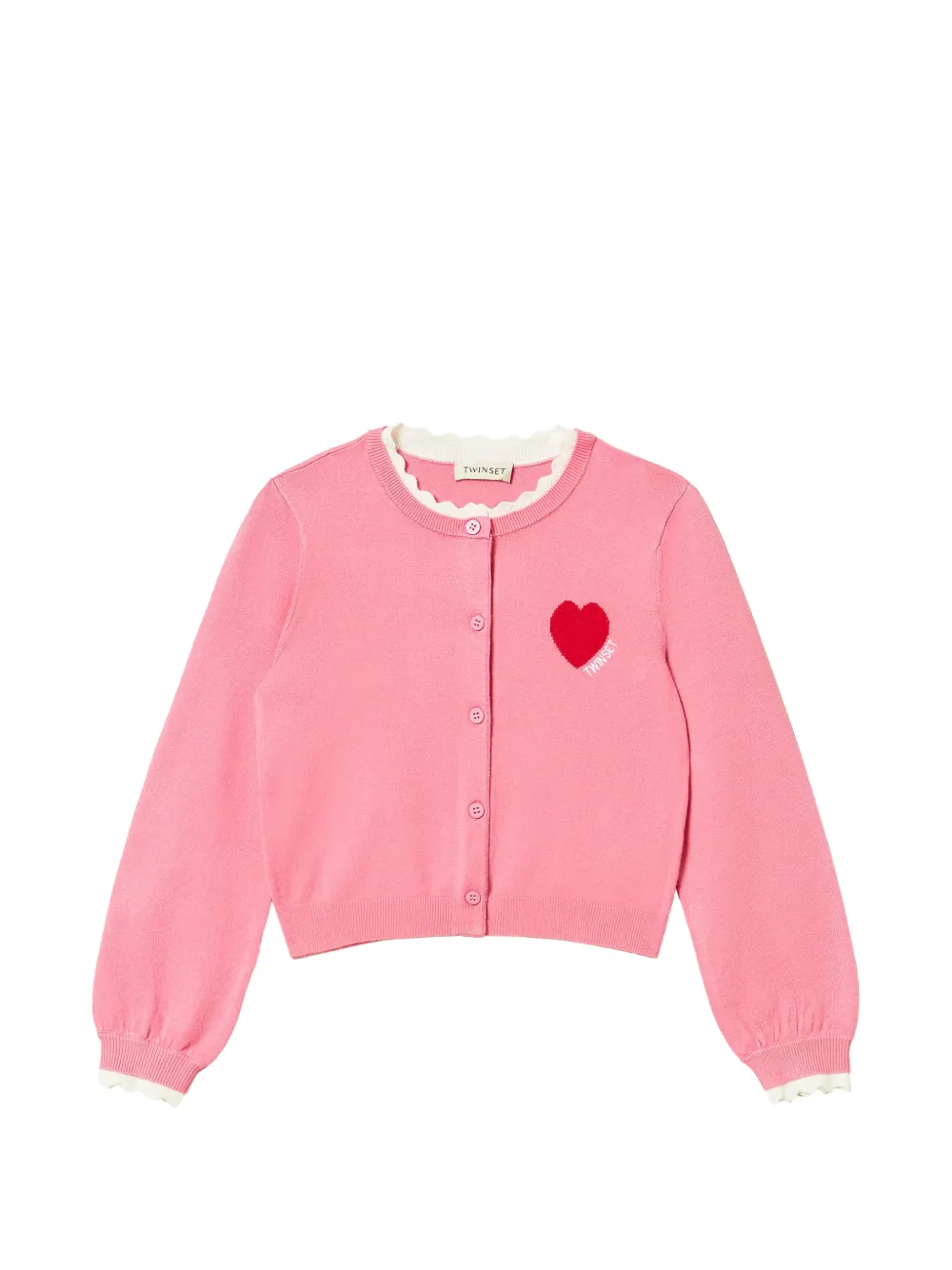 TWINSET Kids Cardigan con logo e cuore - Rosa