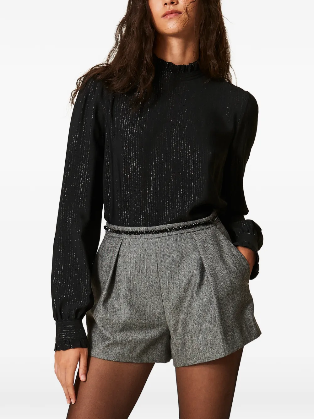 TWINSET silk-blend jacquard blouse Zwart