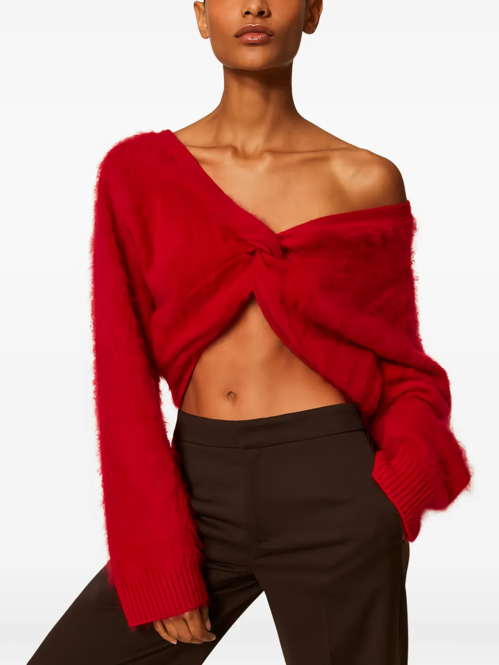 TWINSET knot-detail brushed sweater - Rosso