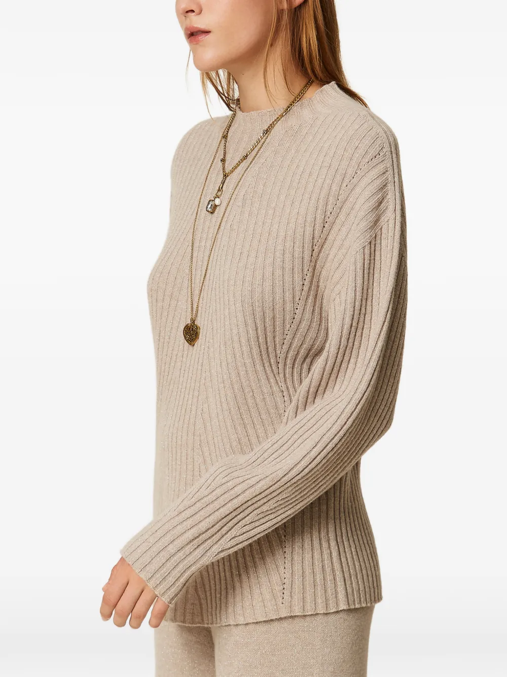 TWINSET Trui van wolblend met lurex Beige