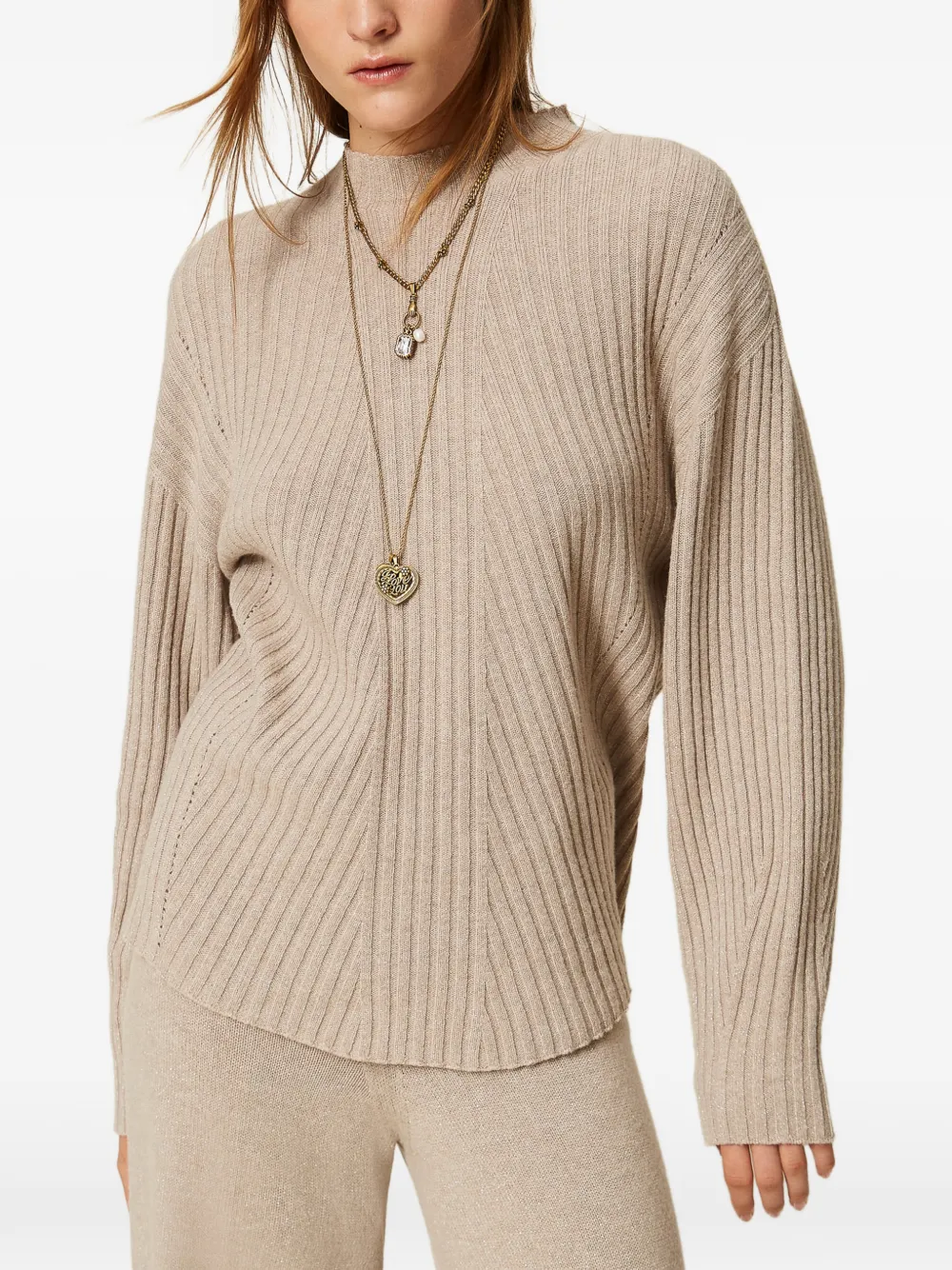 TWINSET Pullover aus Wollgemisch mit Lurex - Nude