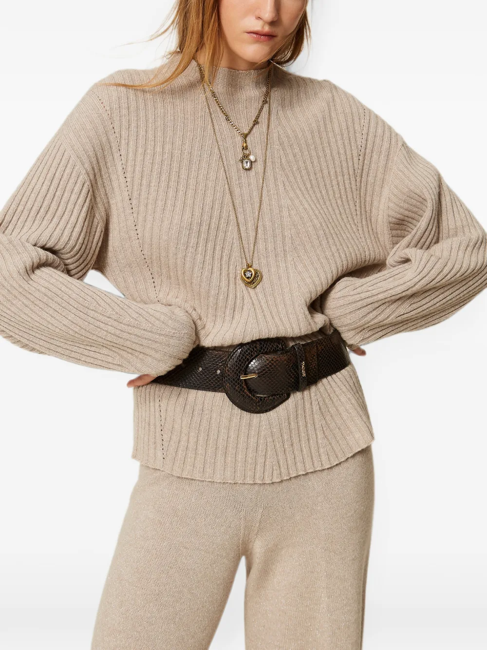 TWINSET Trui van wolblend met lurex Beige
