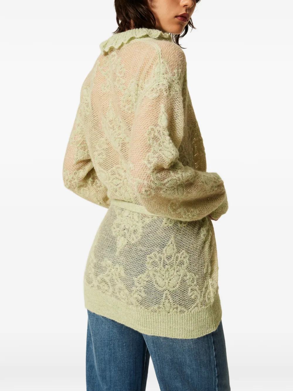 TWINSET Oversized trui van alpacablend met jacquard Groen