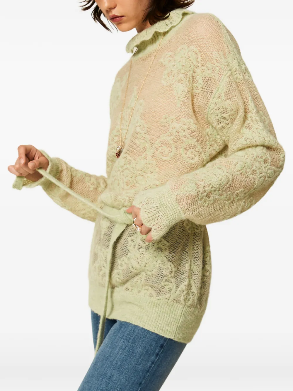 TWINSET Oversized trui van alpacablend met jacquard Groen