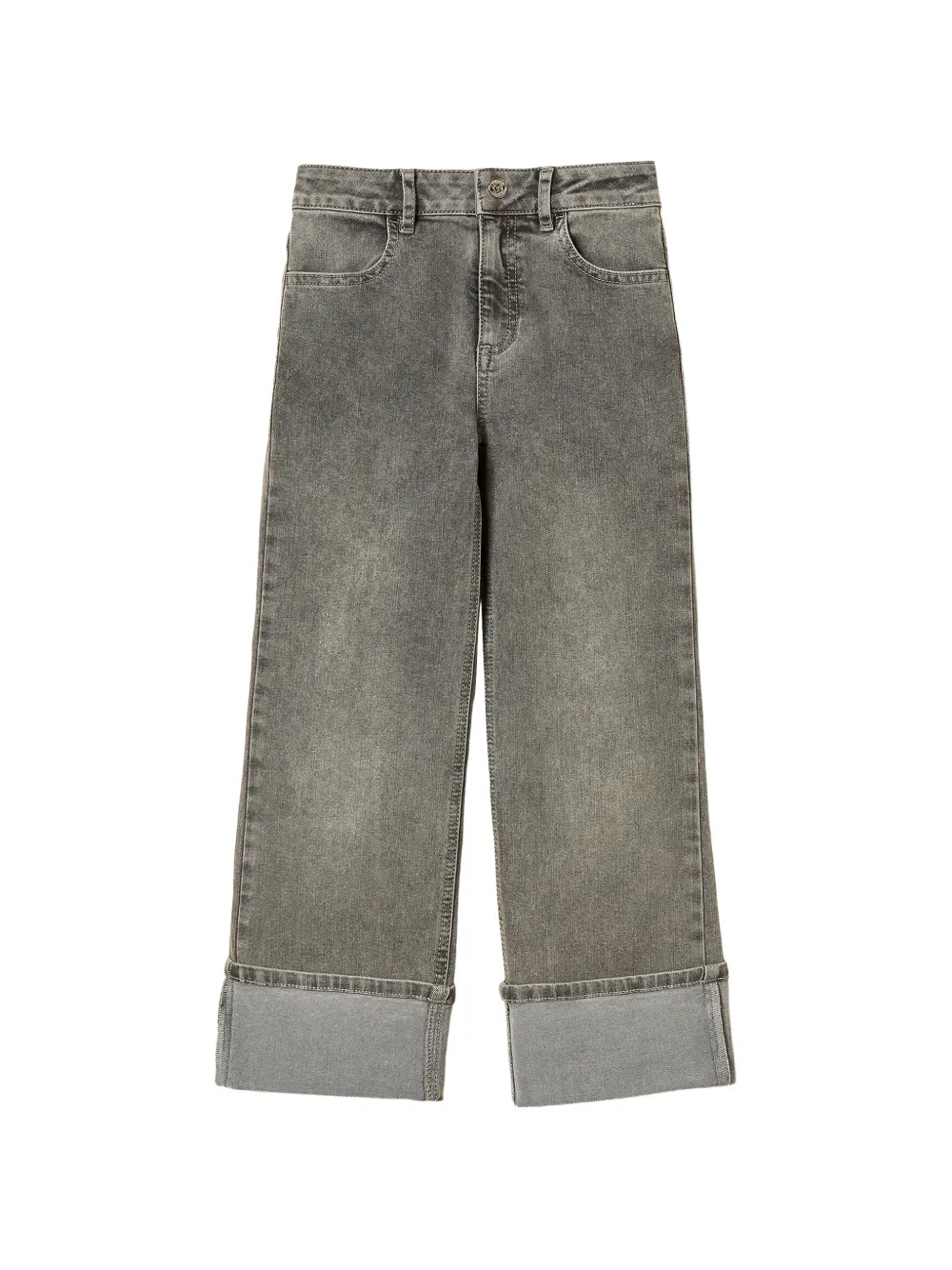 TWINSET Kids straight jeans with folded bottom - Grigio