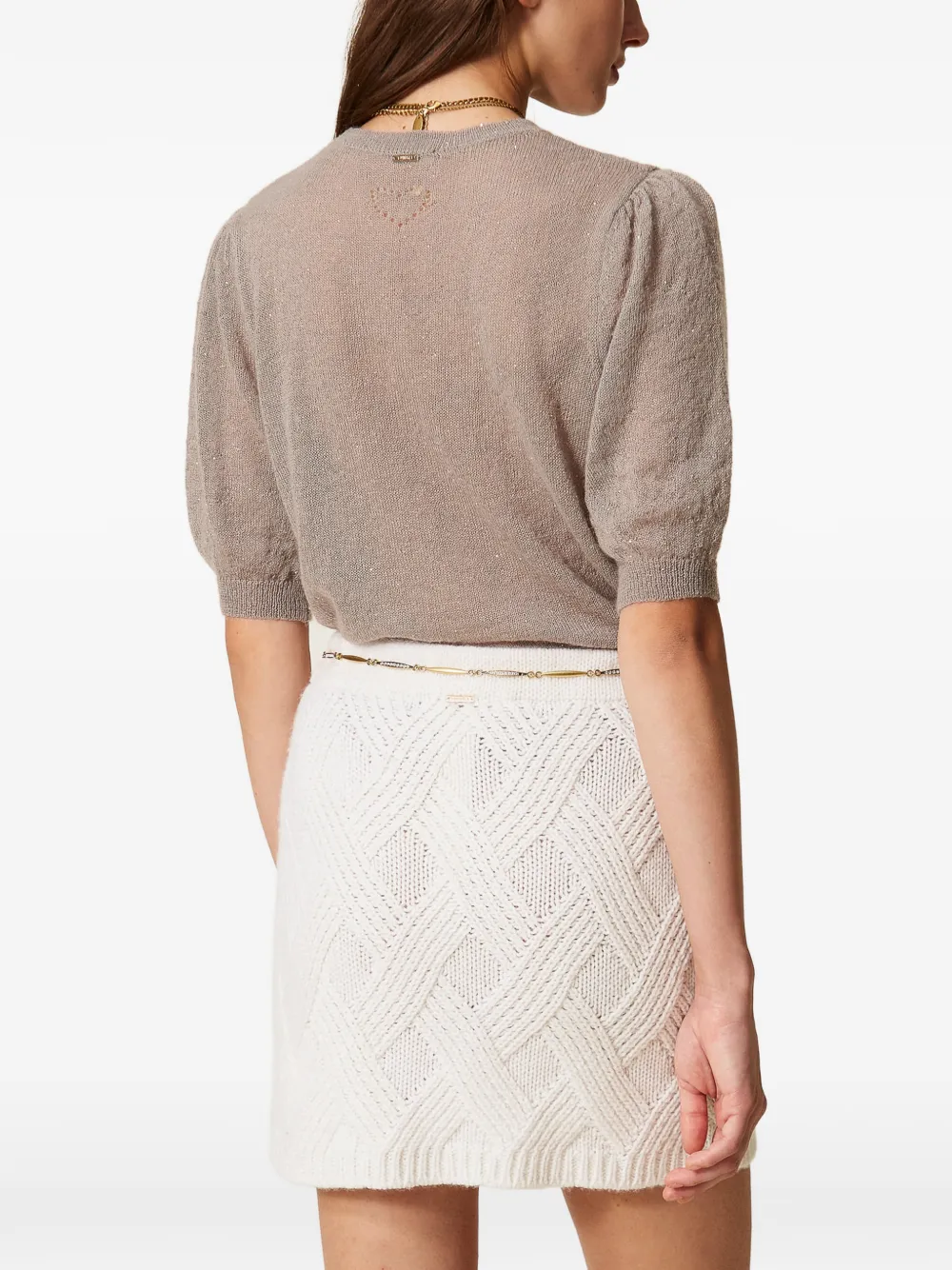 TWINSET Trui met pailletten en korte mouwen Bruin