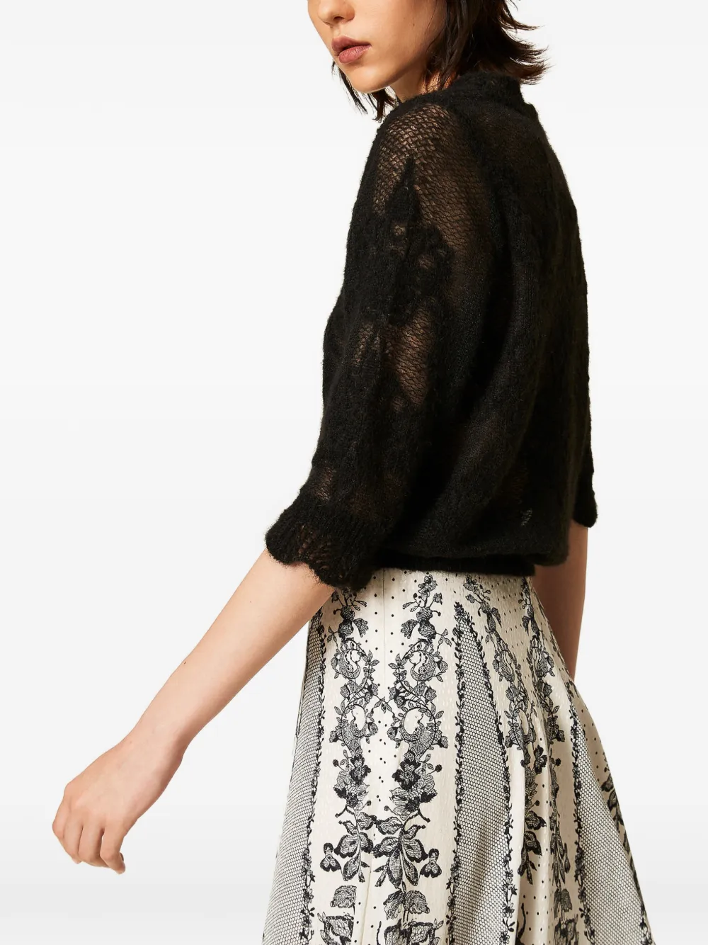TWINSET Trui van alpacablend met jacquard Zwart