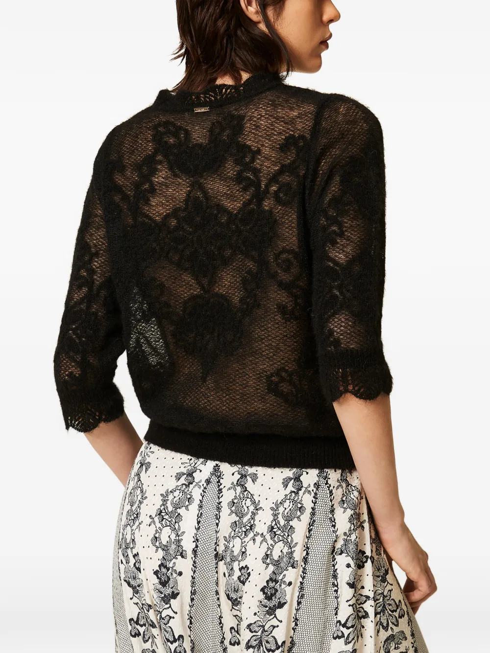TWINSET Trui van alpacablend met jacquard Zwart