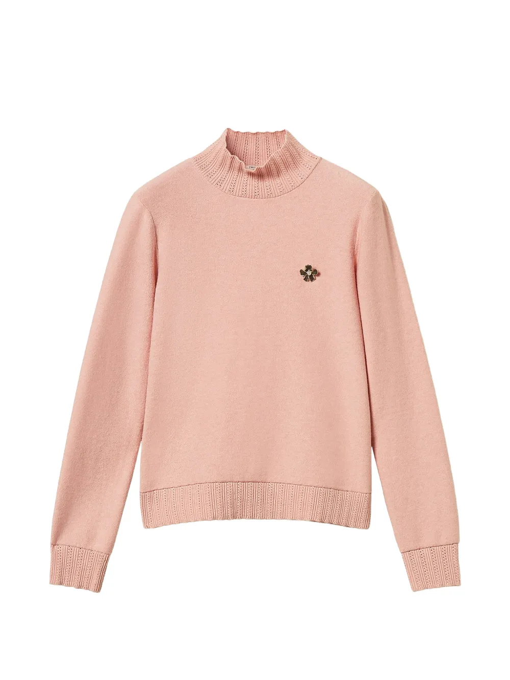 TWINSET Maglione a collo alto con spilla - Rosa