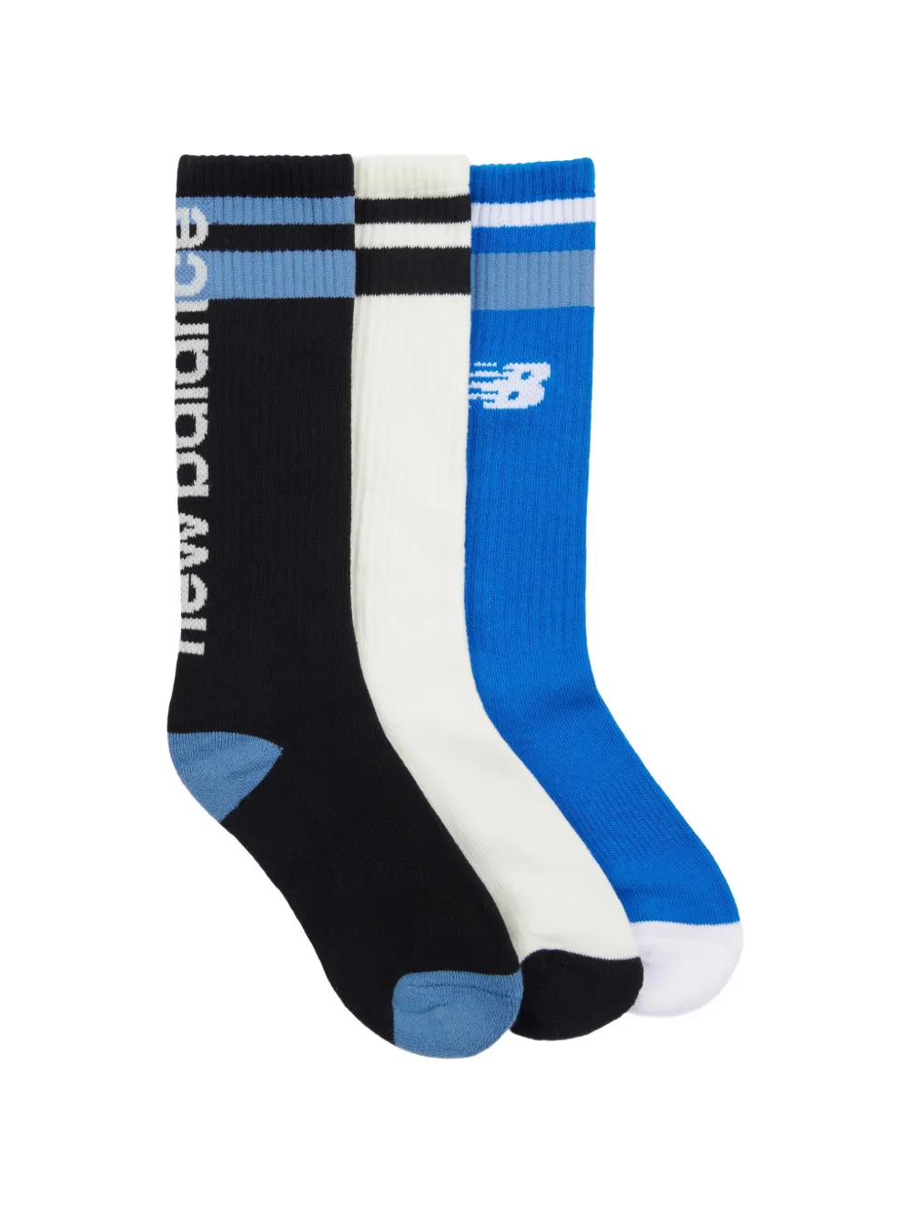 New Balance Kids logo-print striped socks (set of three pairs) - Nero