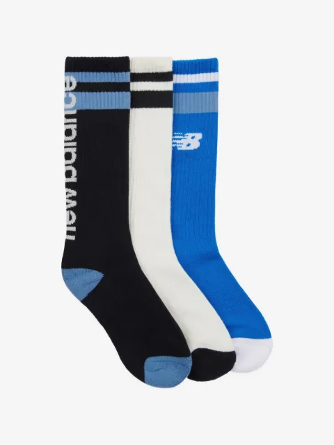 New Balance Kids logo-print striped socks (set of three pairs)