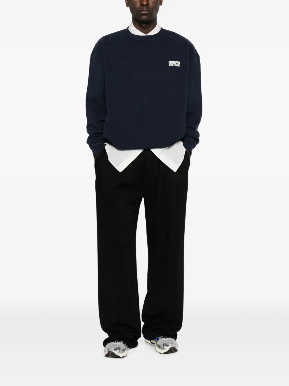 American Vintage Sweater met logoprint Blauw