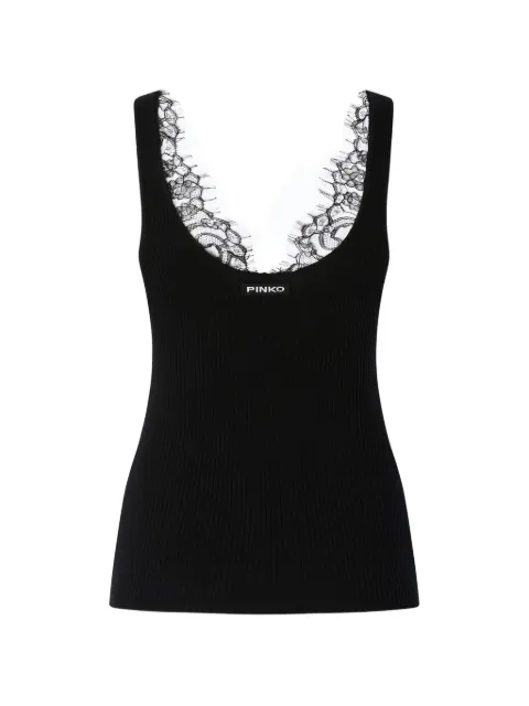 PINKO Oslo vest top in silk and cashmere blend with lace neck