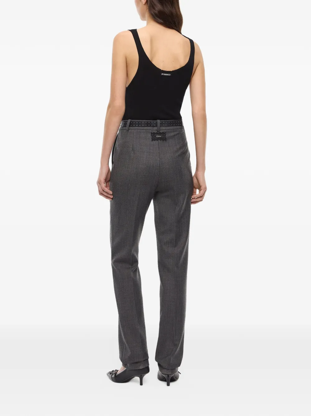 PINKO Geribbelde top met kanten afwerking Zwart