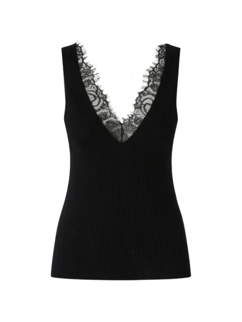 PINKO Oslo vest top in silk and cashmere blend with lace neck