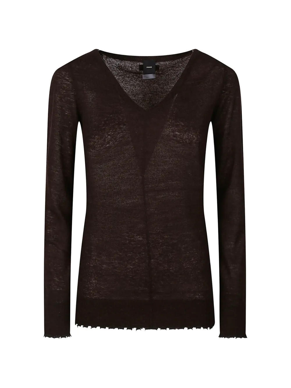 PINKO V-neck distressed-effect sweater - Marrone