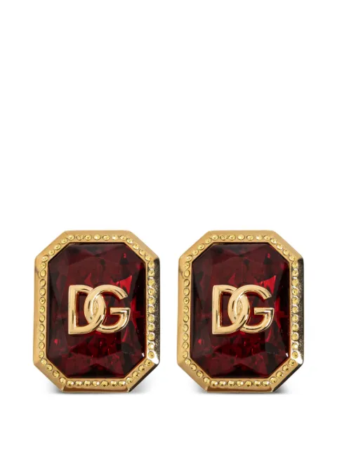 Dolce & Gabbana aretes de clip con logo DG y detalles de cristal