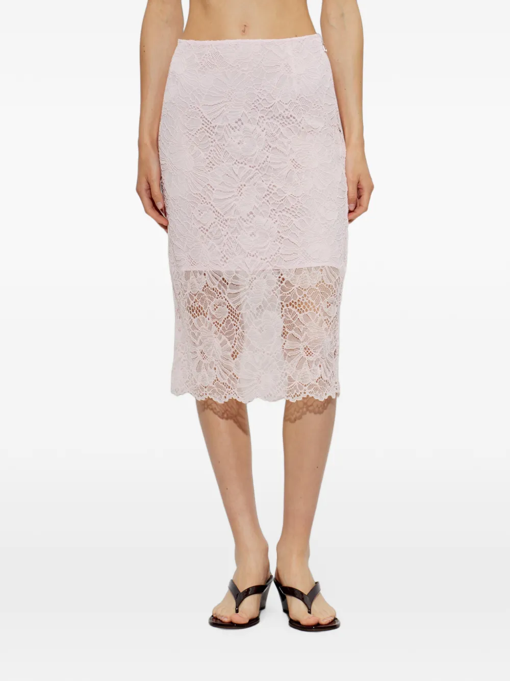 ROTATE BIRGER CHRISTENSEN Midi-rok met kant Roze