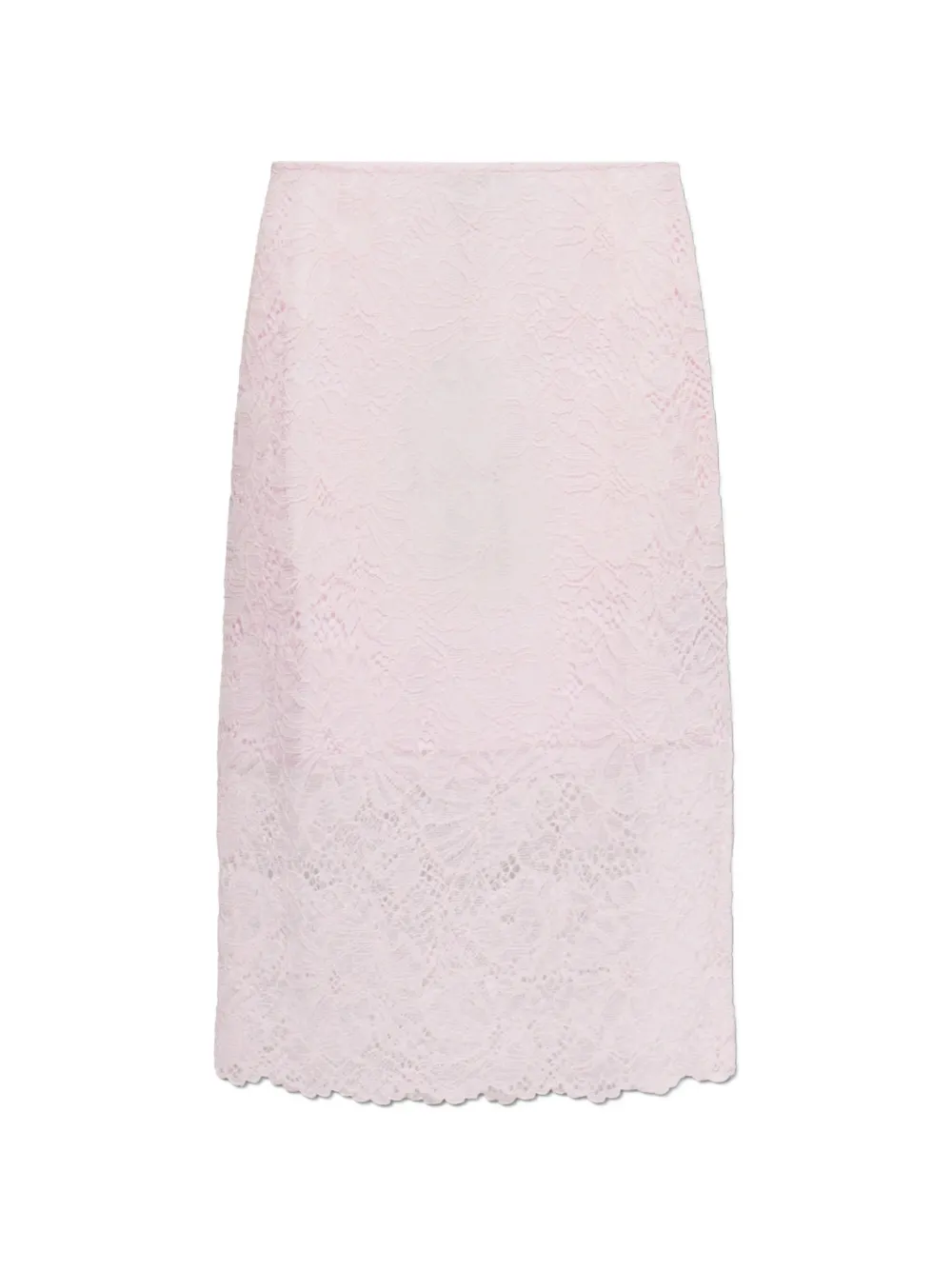 ROTATE BIRGER CHRISTENSEN lace-overlay scalloped-edge midi skirt - Rosa