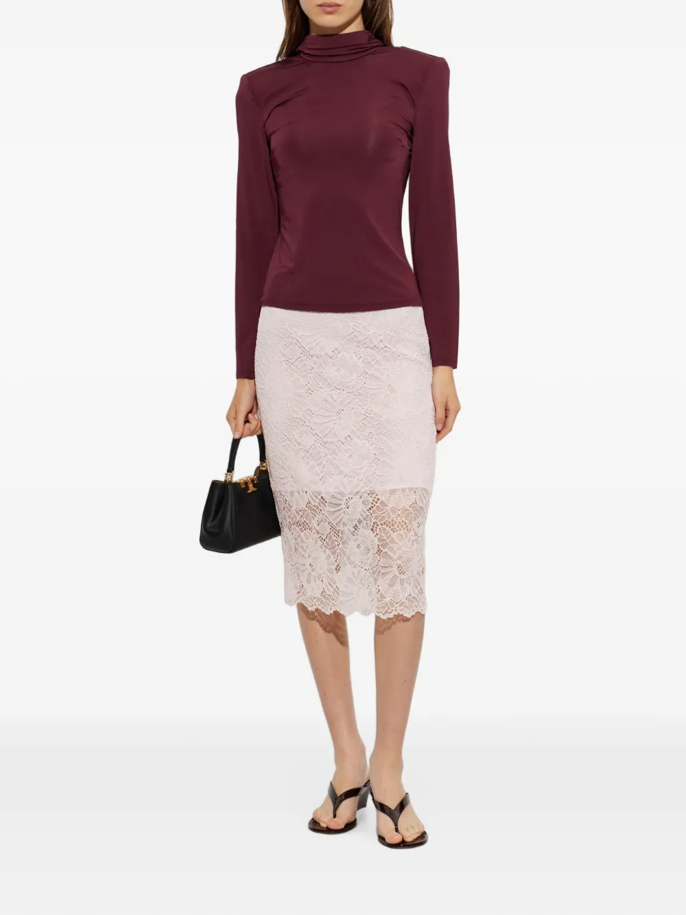 ROTATE BIRGER CHRISTENSEN Midi-rok met kant Roze