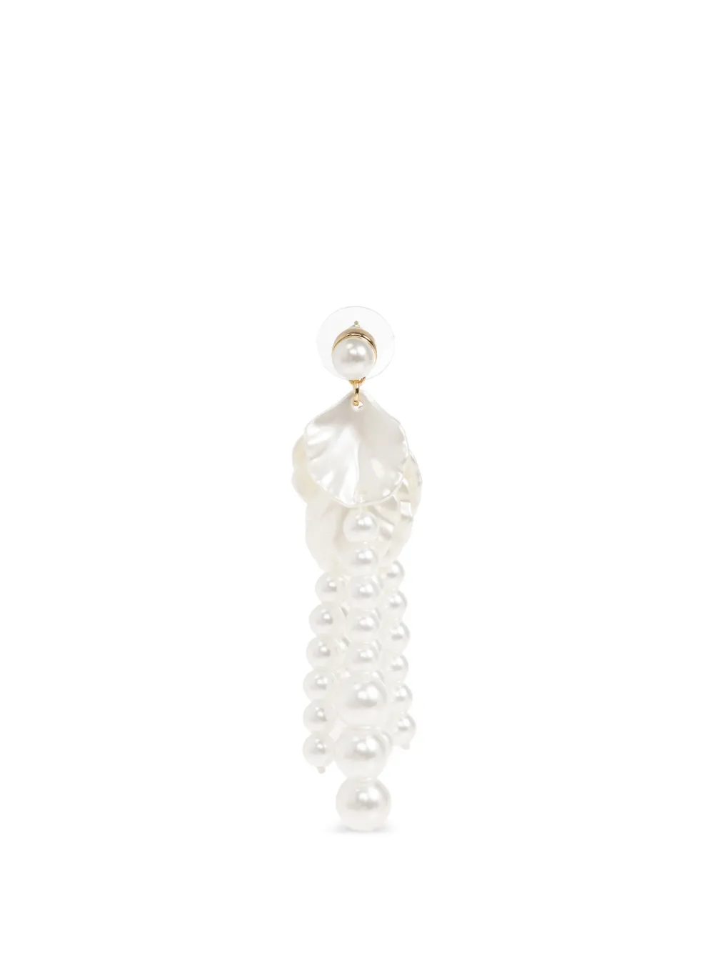 Self-Portrait Pearl Petal Dangle Earrings in White, view 4