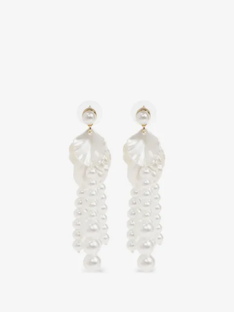 Self-Portrait petal glass-pearl earrings