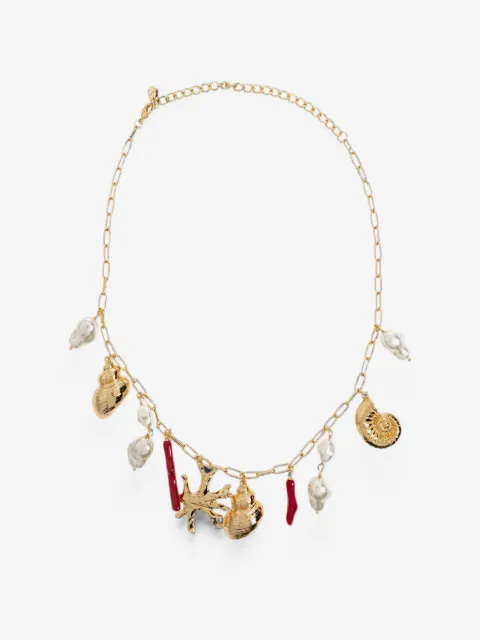 Self-Portrait shell-pendant charm necklace