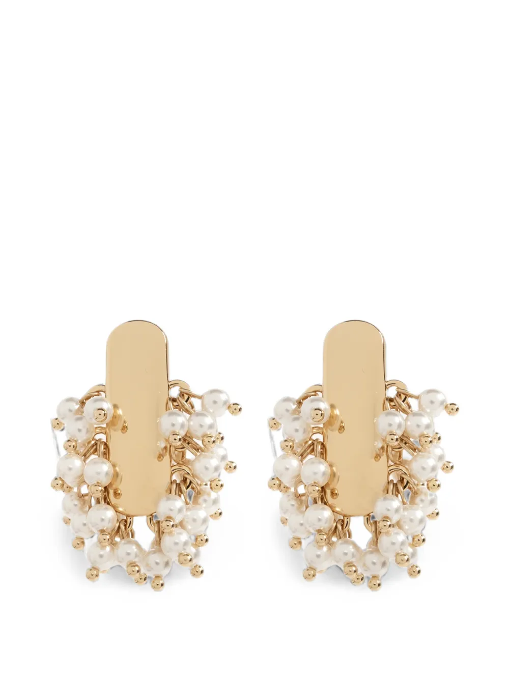 Self-Portrait glass pearl-embellished earrings - Oro