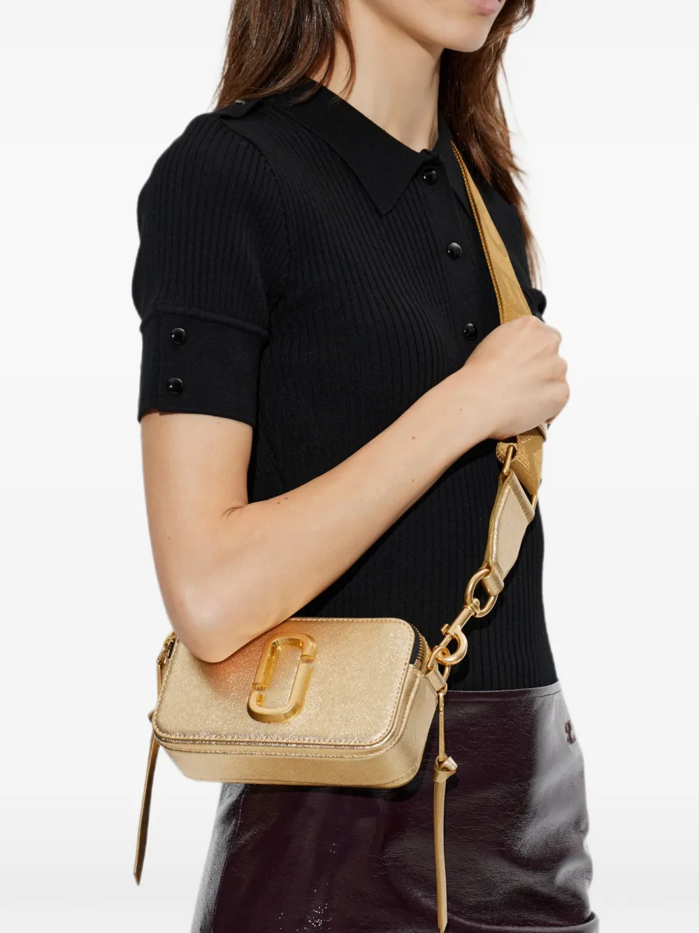 Marc Jacobs Snapshot leren schoudertas Goud