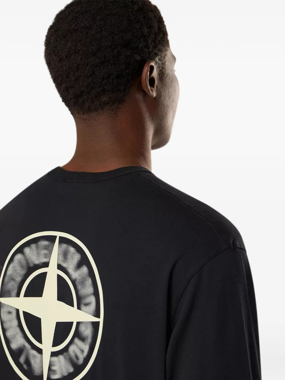 Stone Island T-shirt met logoprint Zwart