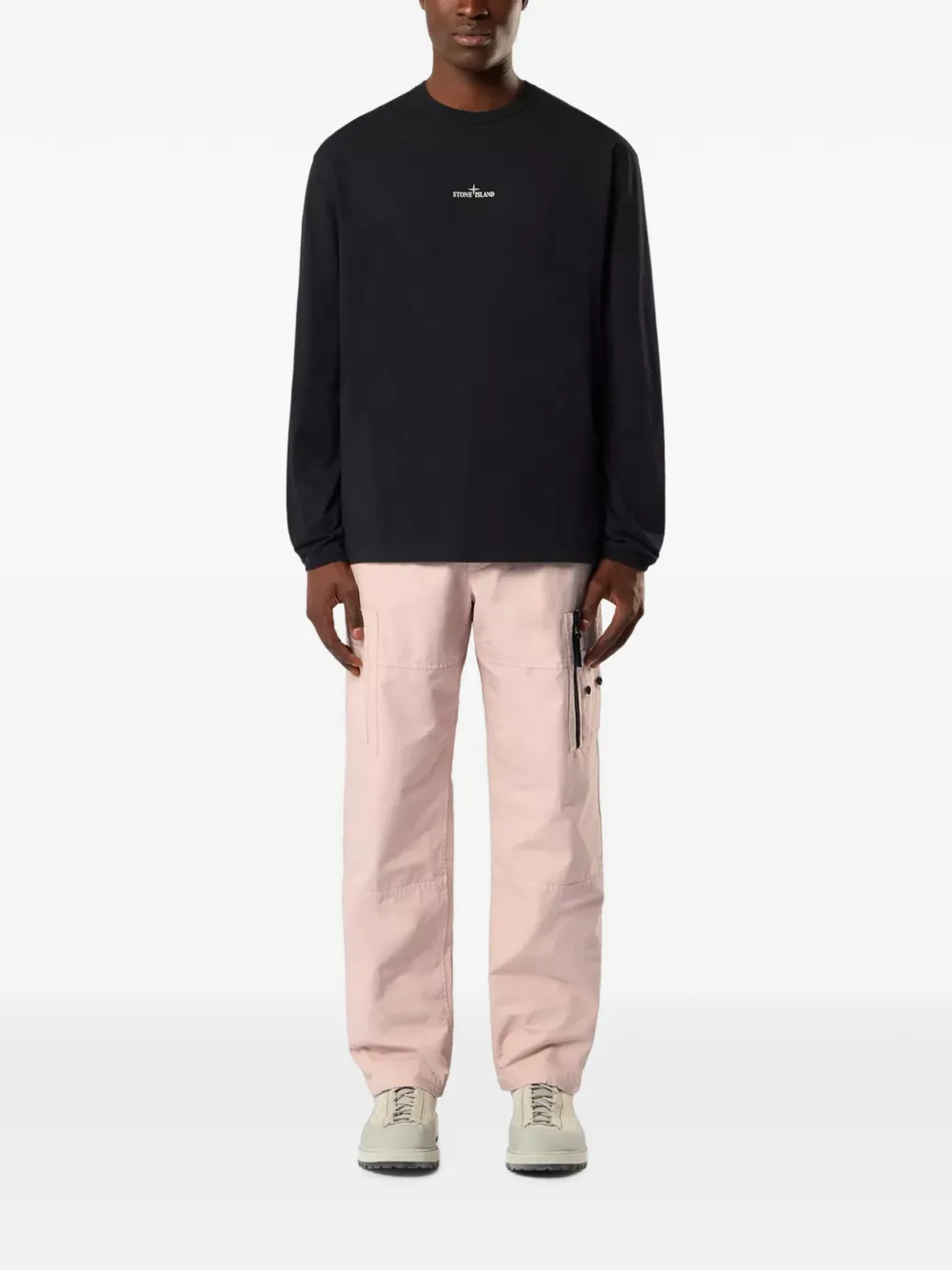 Stone Island T-shirt met logoprint Zwart
