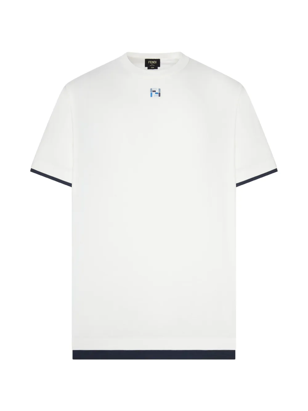 FENDI logo-embroidered contrast-trim T-shirt - Bianco