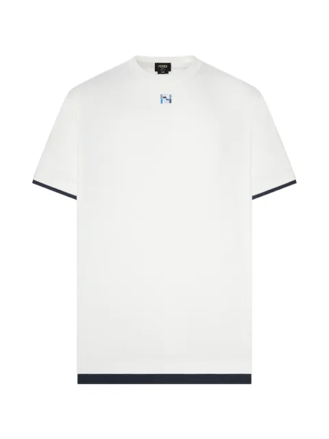 FENDI logo-embroidered contrast-trim T-shirt