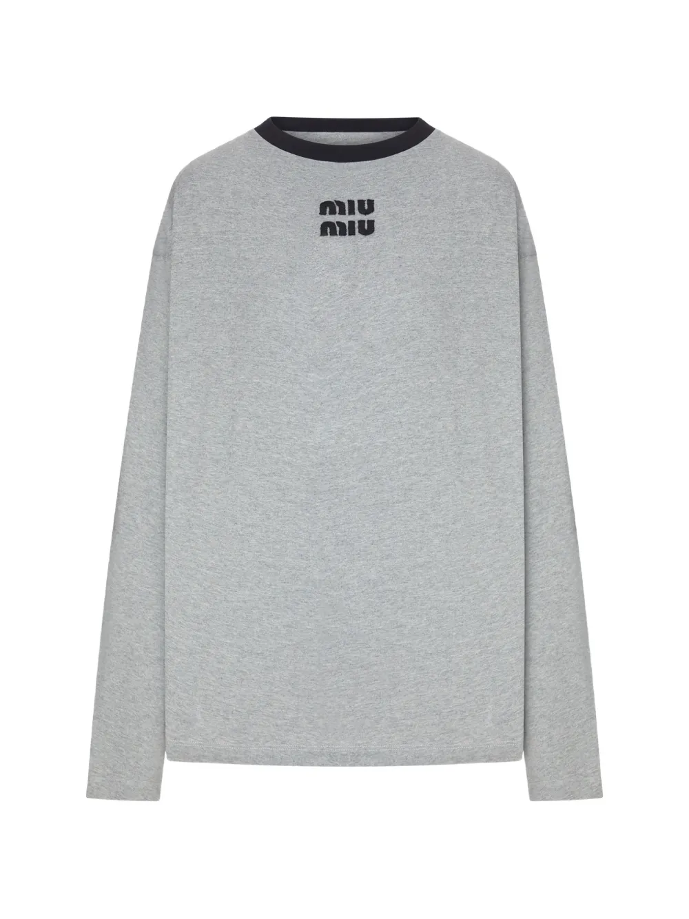 Miu Miu logo-embroidered long-sleeve sweatshirt - Grigio