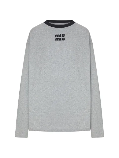 Miu Miu logo-embroidered long-sleeve sweatshirt