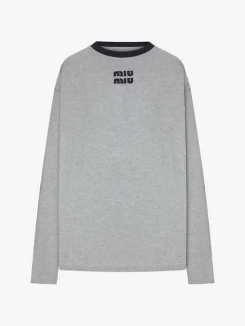 Miu Miu logo-embroidered long-sleeve sweatshirt