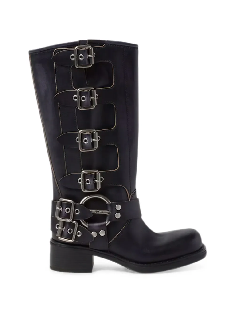Miu Miu buckle-detail leather boots - Schwarz