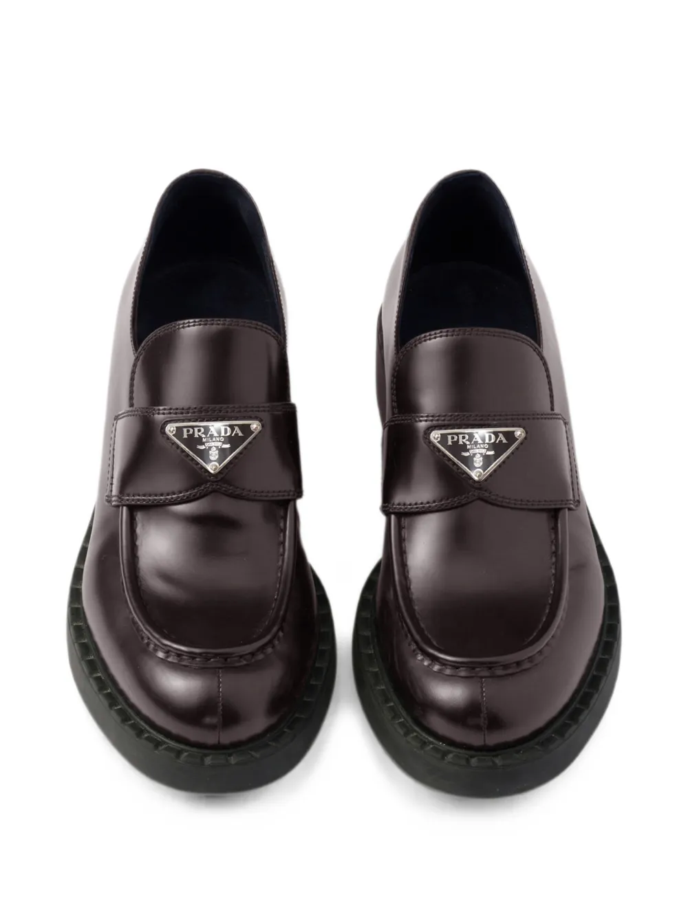 Prada Chocolate brushed leather loafers Bruin