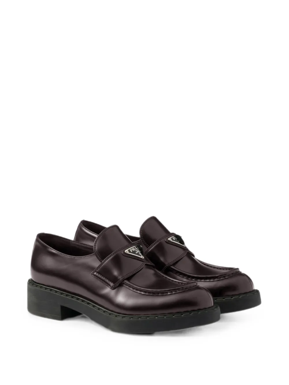 Prada Chocolate brushed leather loafers Bruin