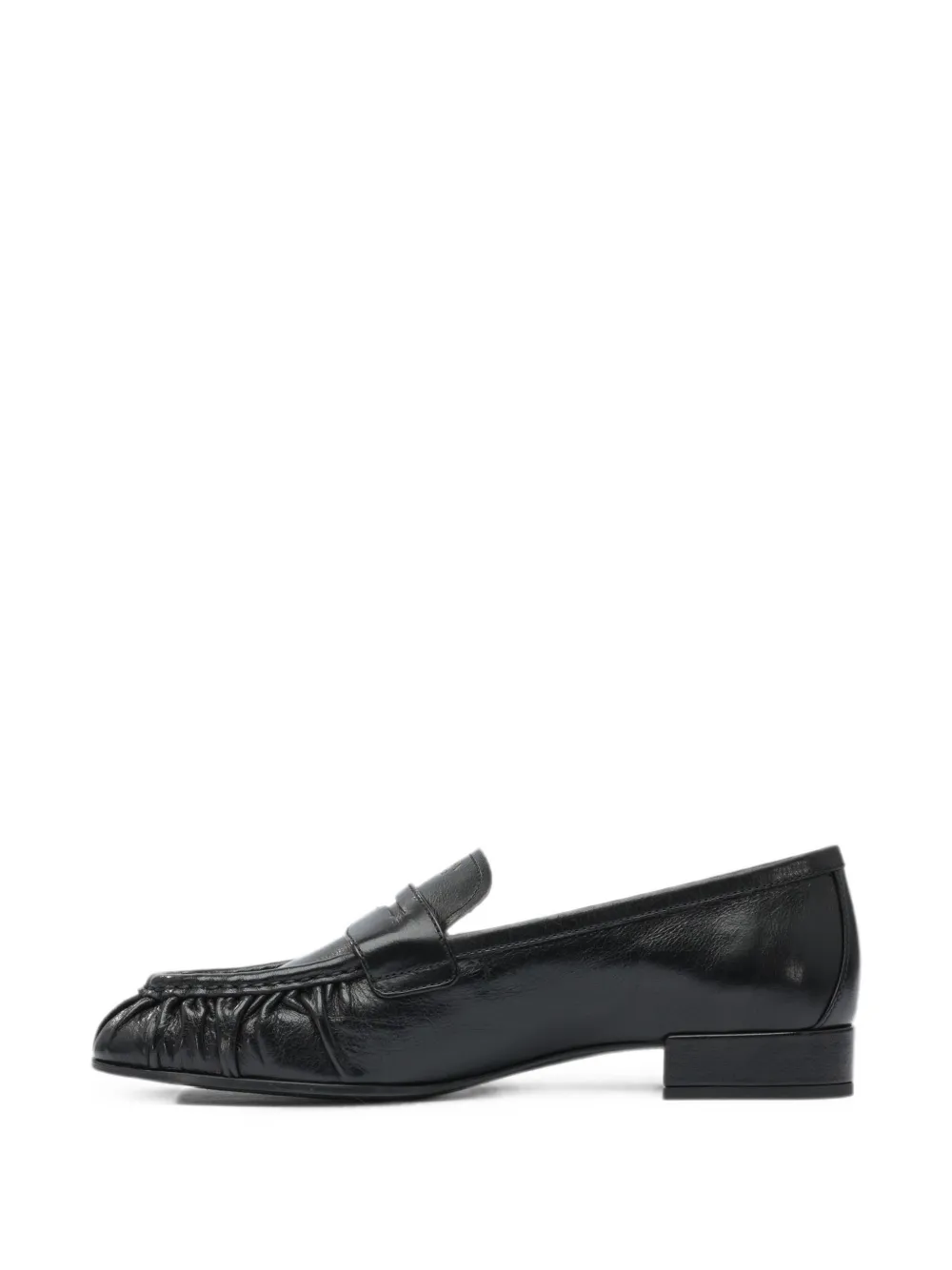 Prada gathered-detail leather loafers Zwart