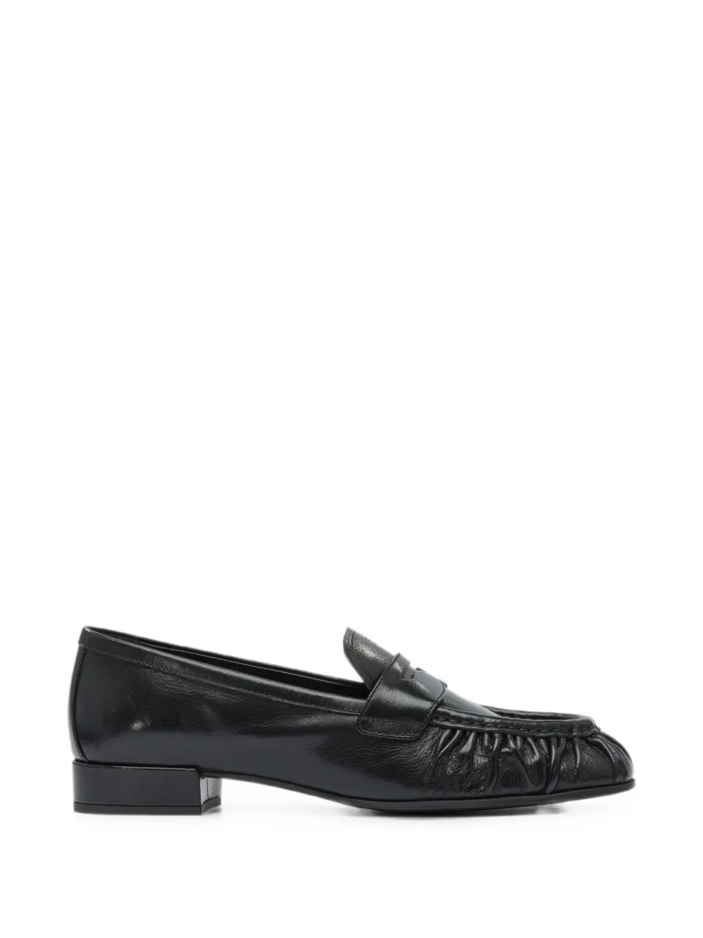 Prada gathered-detail leather loafers - Nero