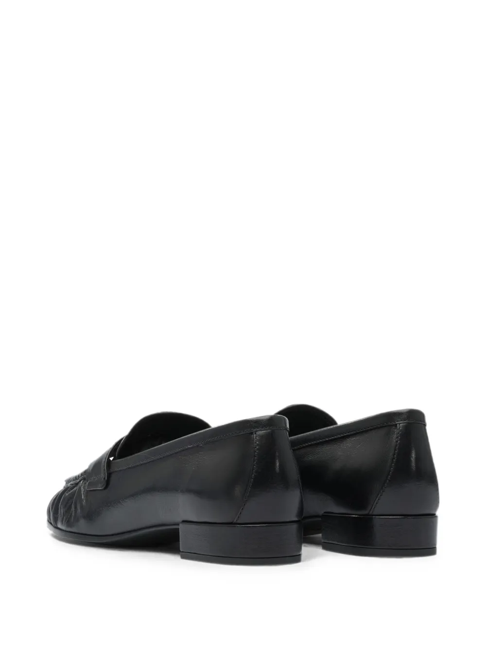 Prada gathered-detail leather loafers Zwart
